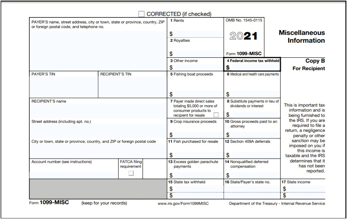 1099 Misc Template For Preprinted Forms Free