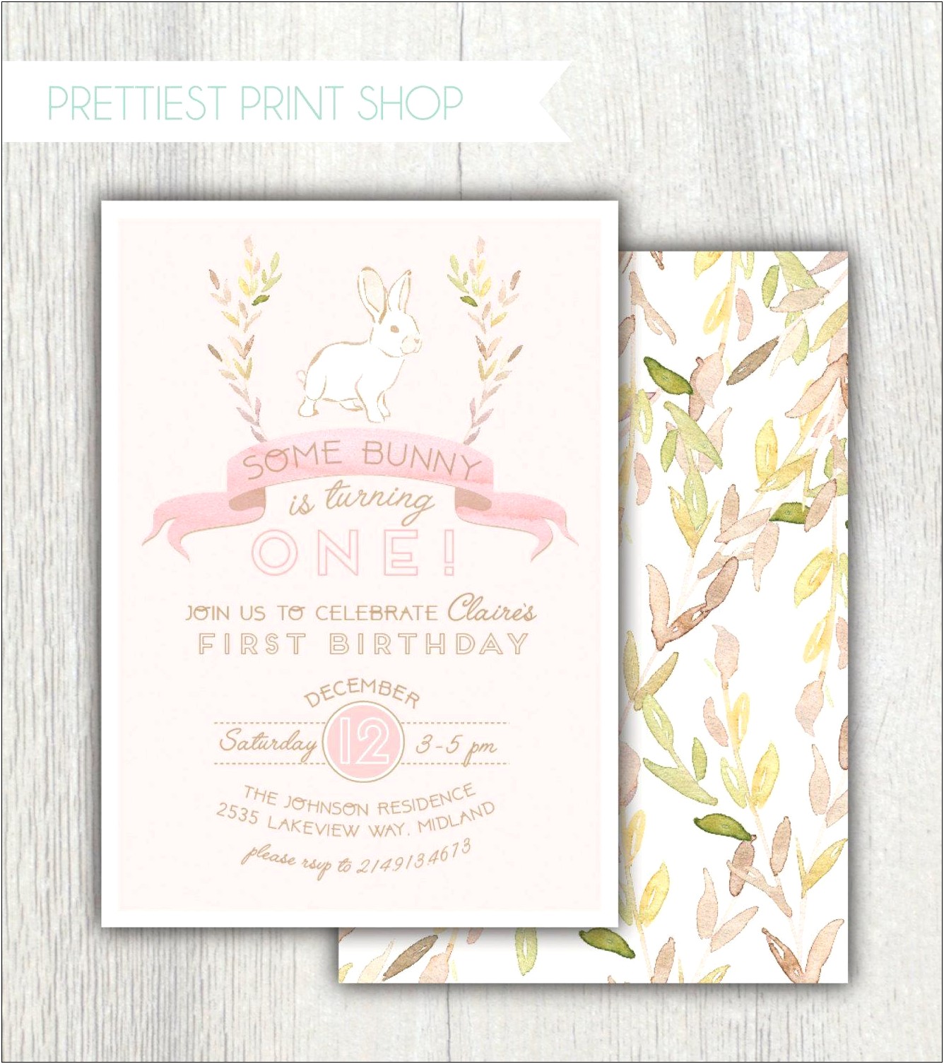 1st Birthday Invitation Template With Photo Free Bunny