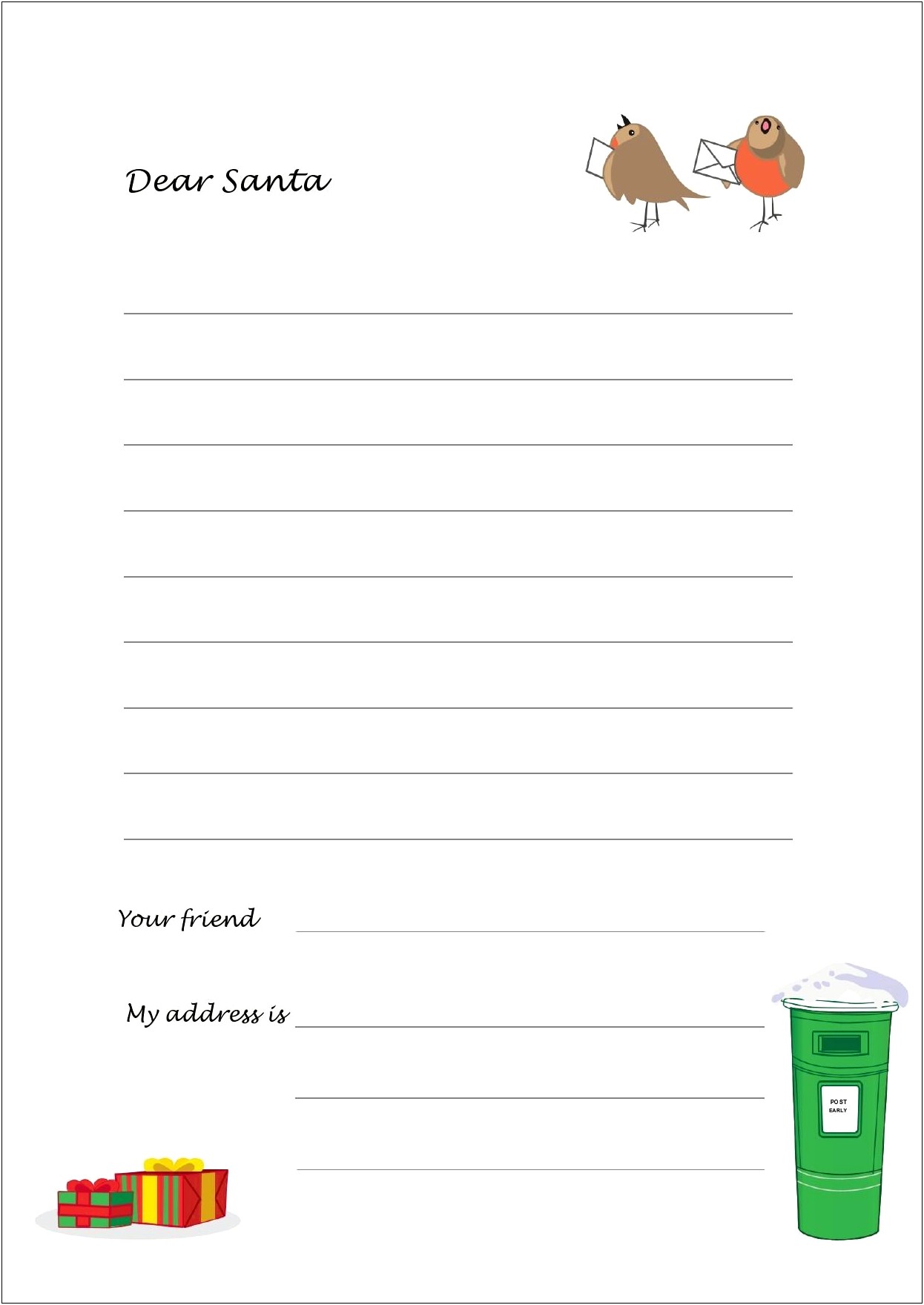 2nd Grade Christmas Letter Templates Free Printable