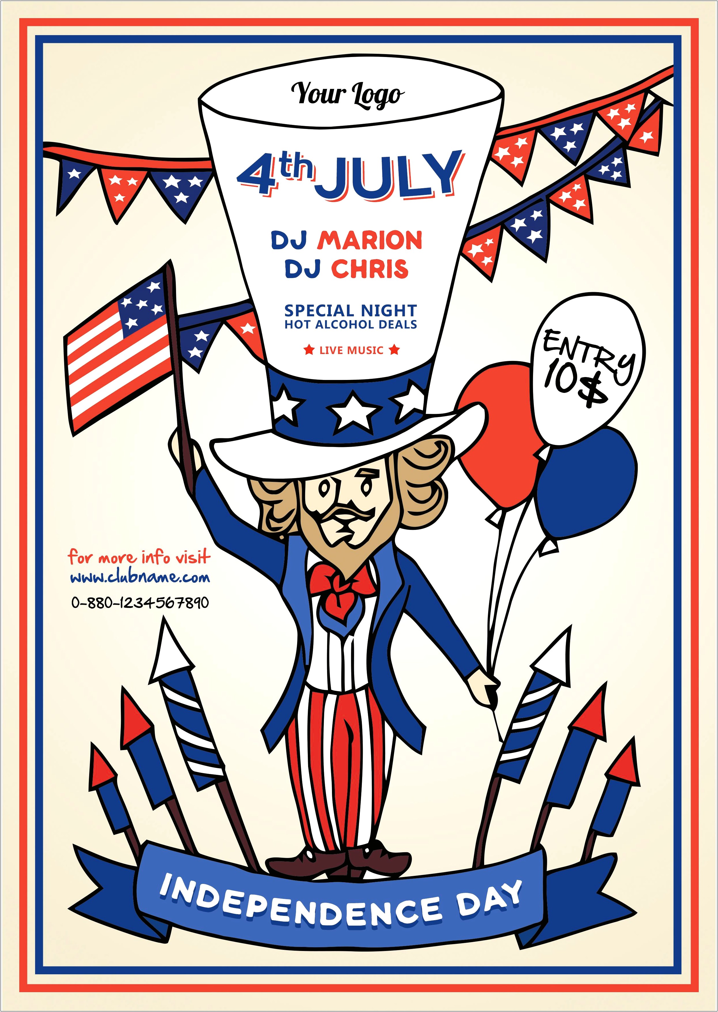 4th Of July Menu Template Free