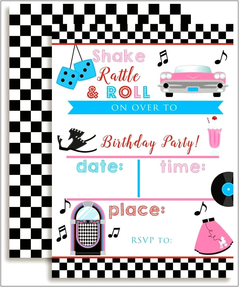 50's Sock Hop Party Invitations Templates Free