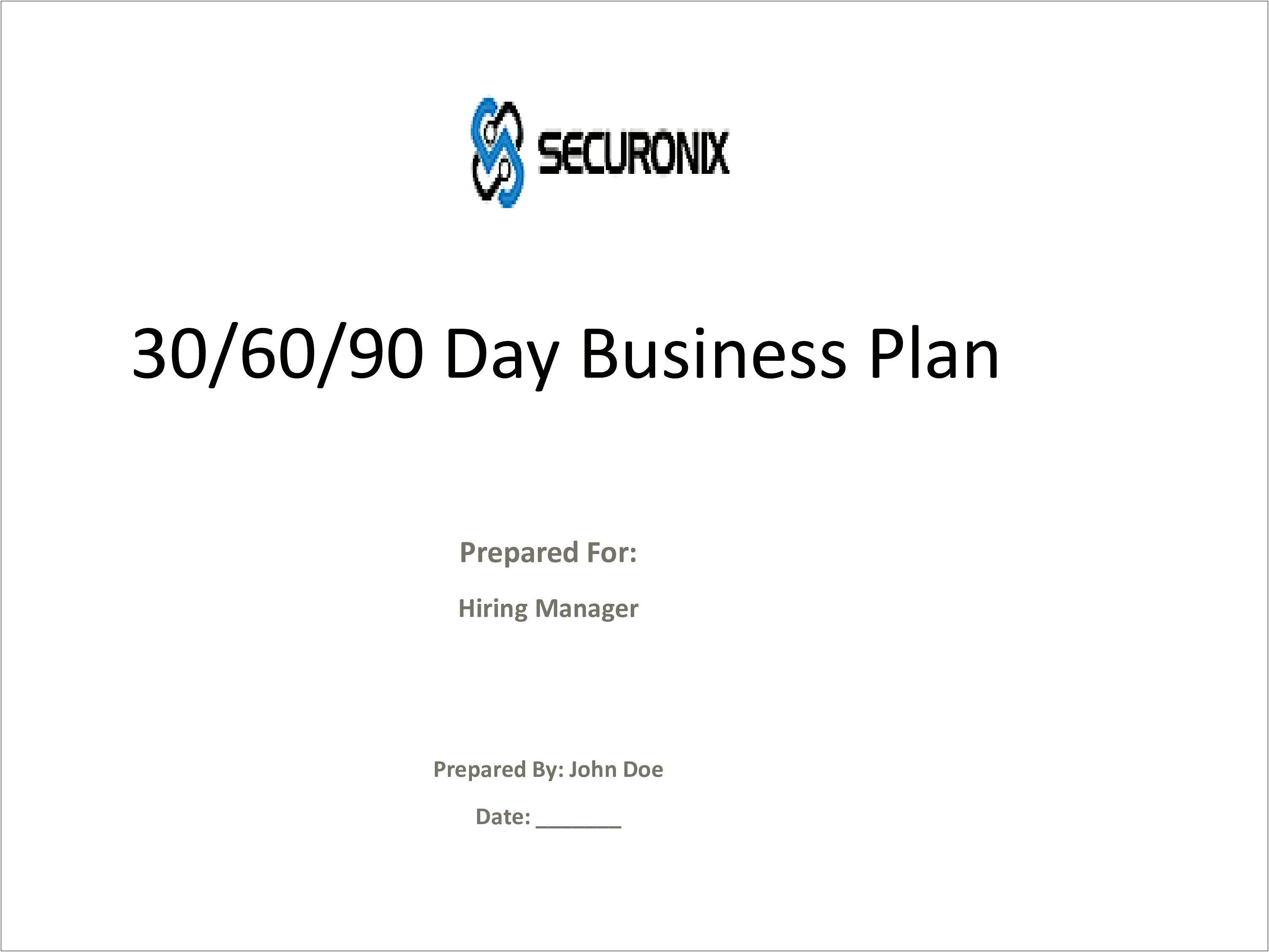 90 Day Sales Business Plan Template Free