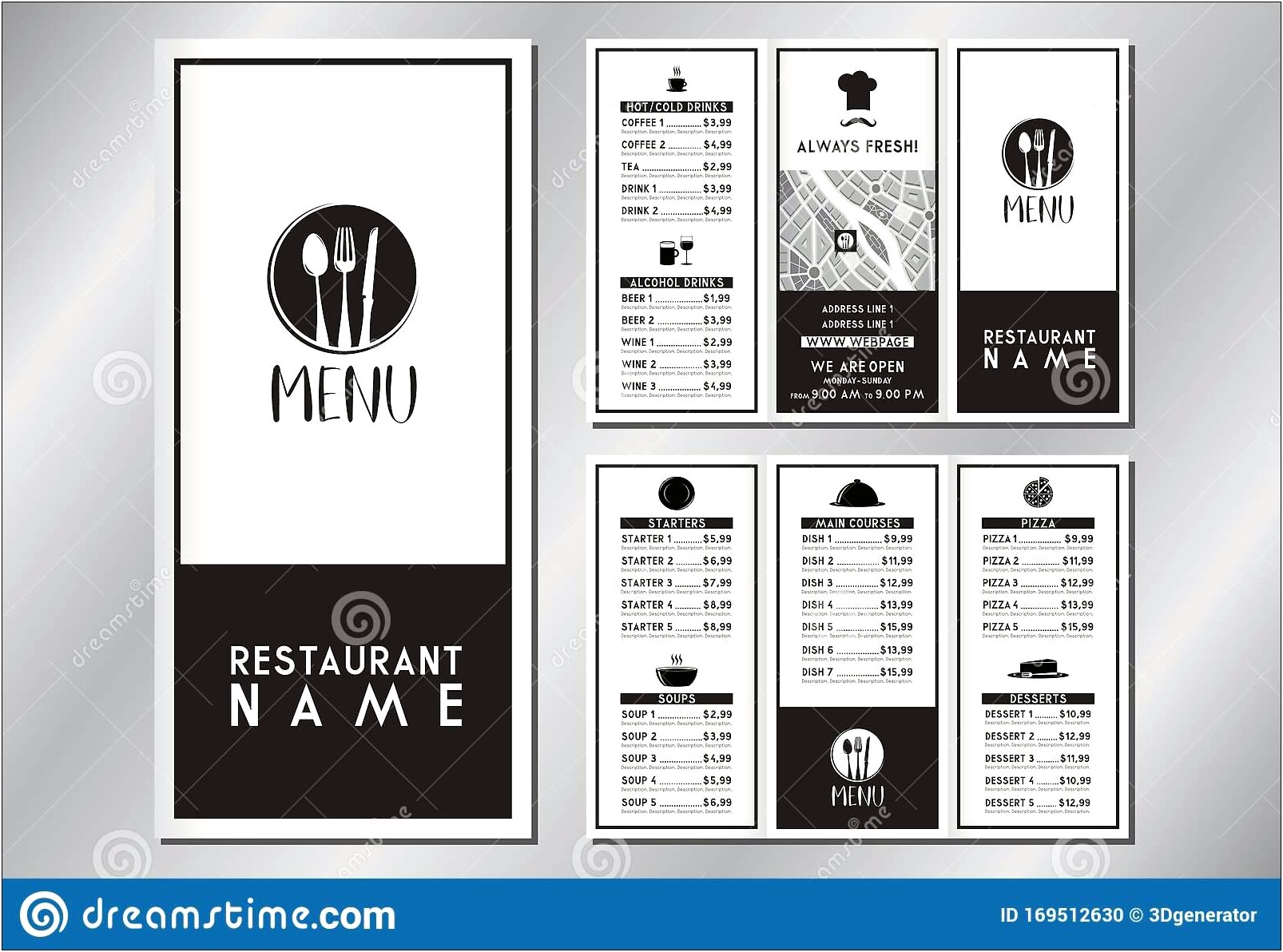 A4 Tri Menu Brochure Template Free Download