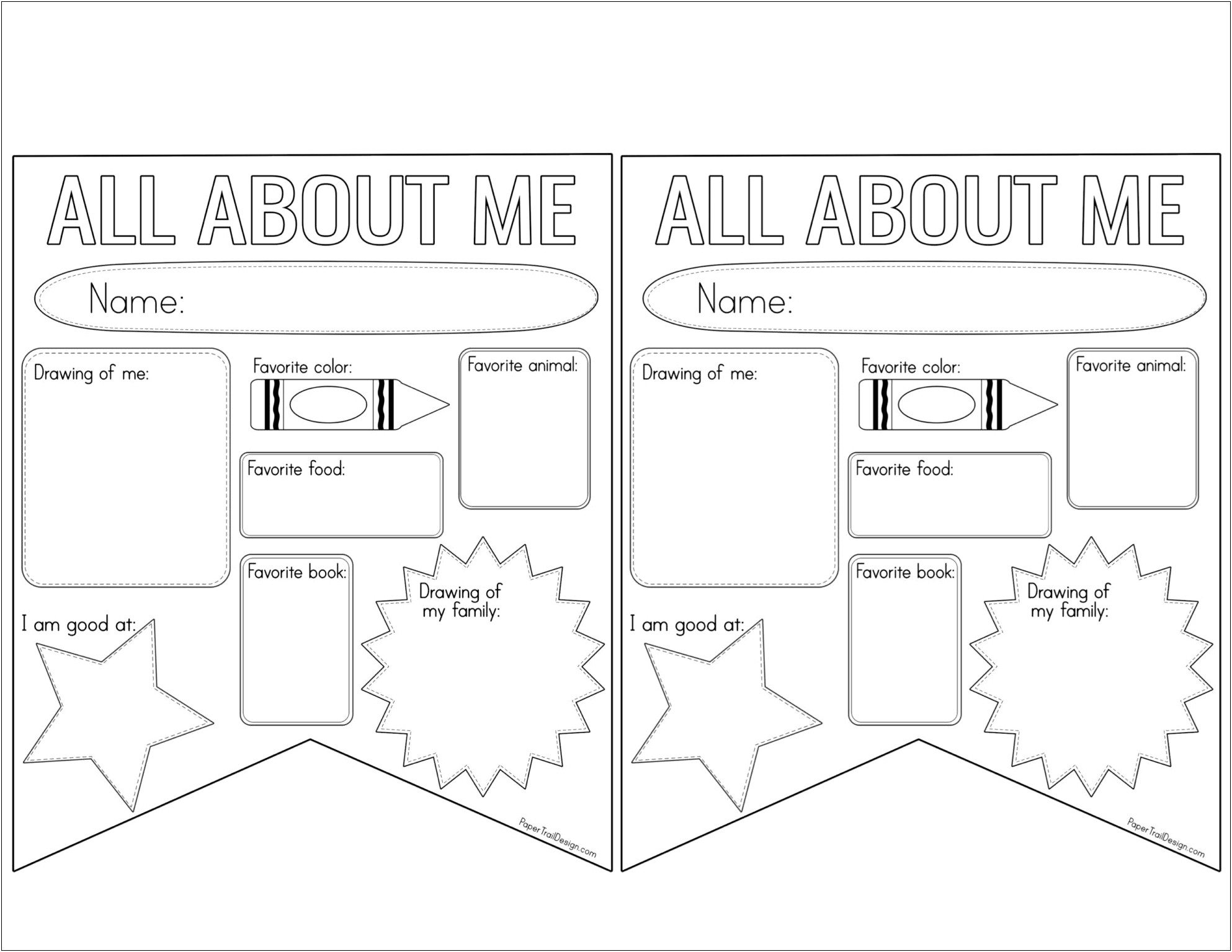 All About Me Pennant Template Free