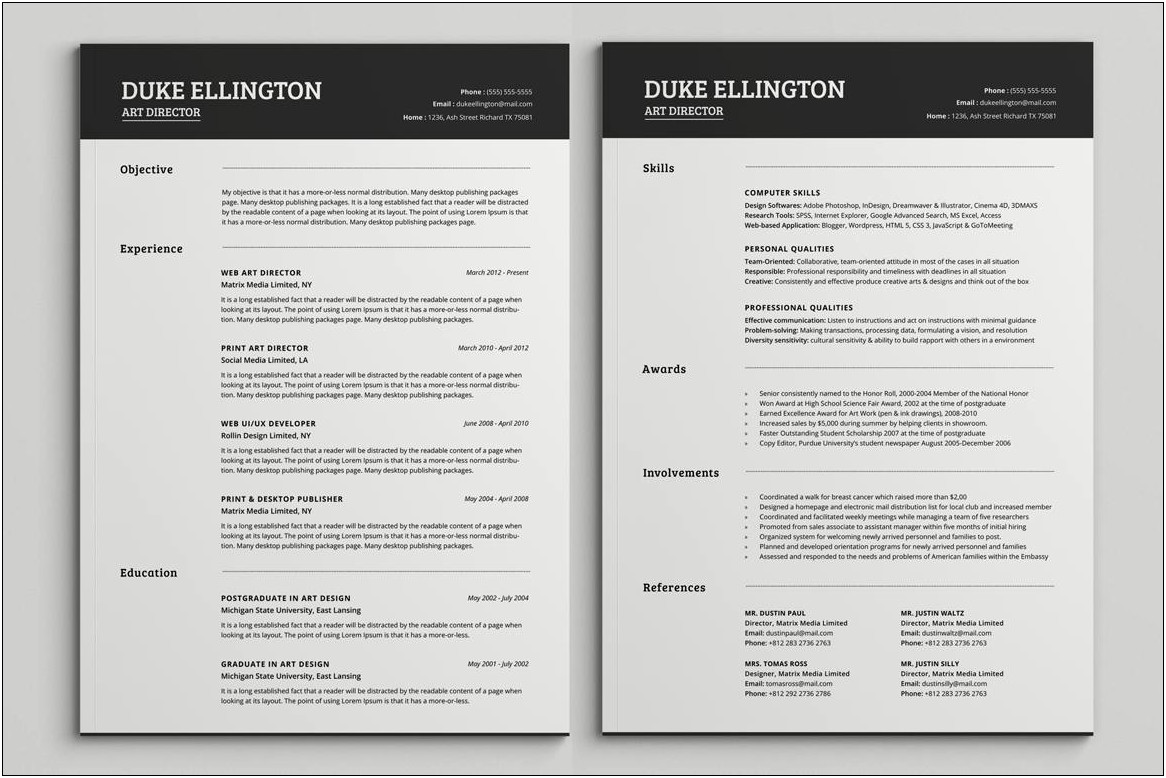 American Style Cv Template For Free