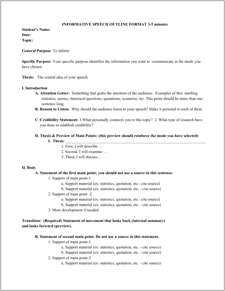 Apa Full Sentence Outline Free Templates