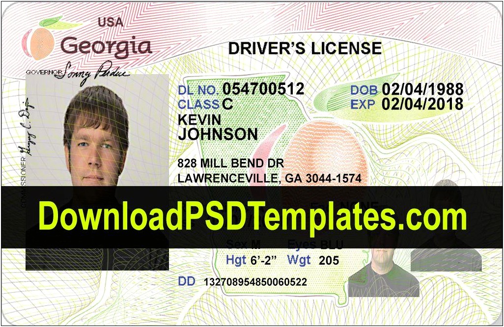 Atlanta Gerogia Usa Drivers License Psd Template Free