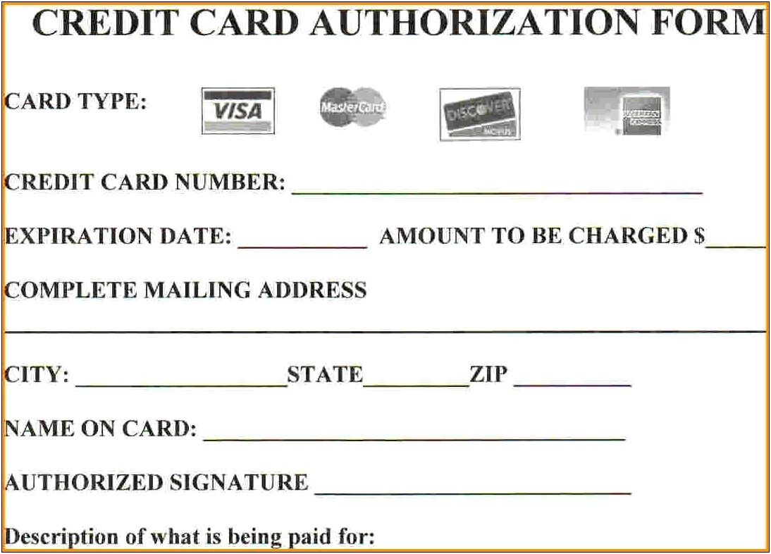 Autorization Form For Cridit Free Template