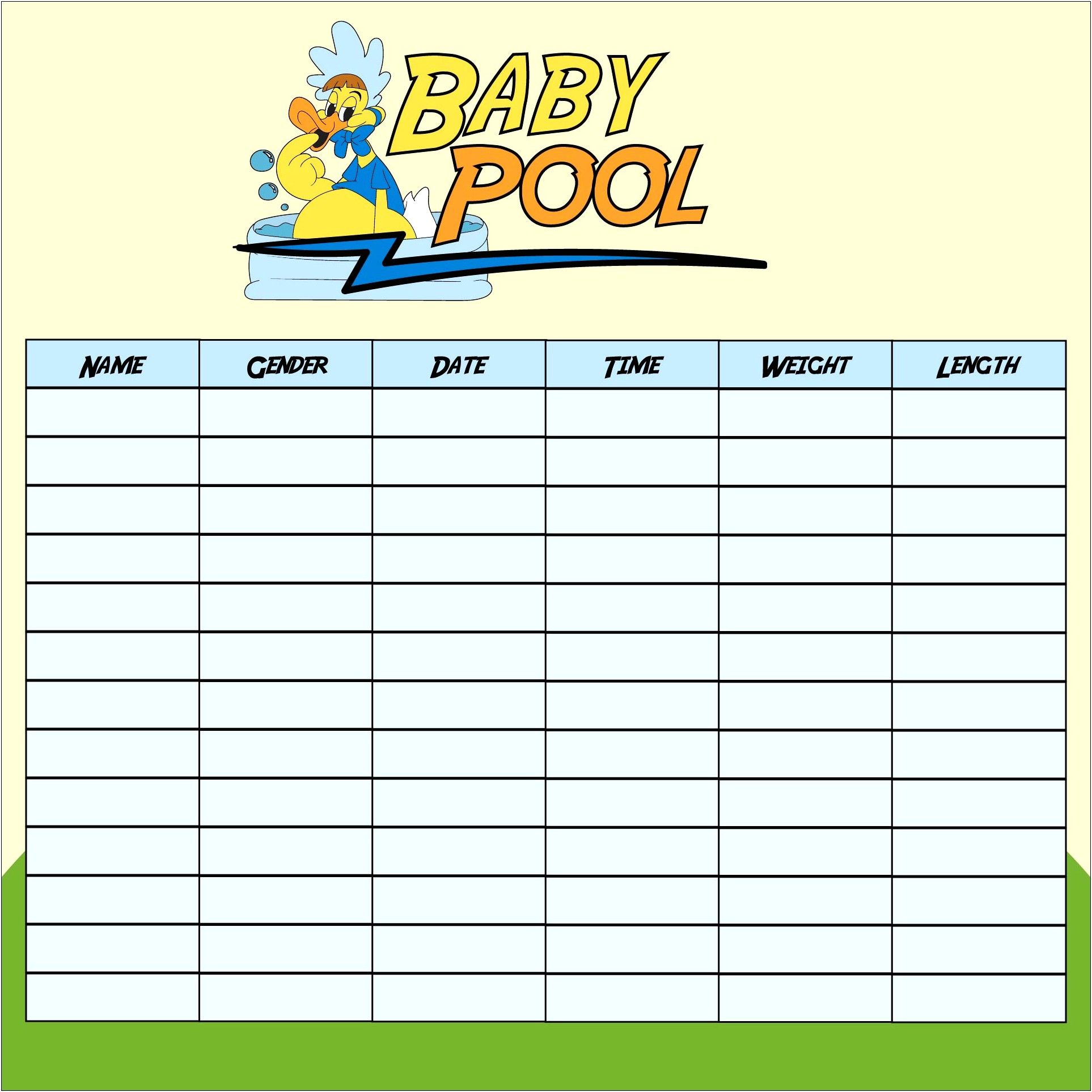 Baby Bet Pool Template Free Download