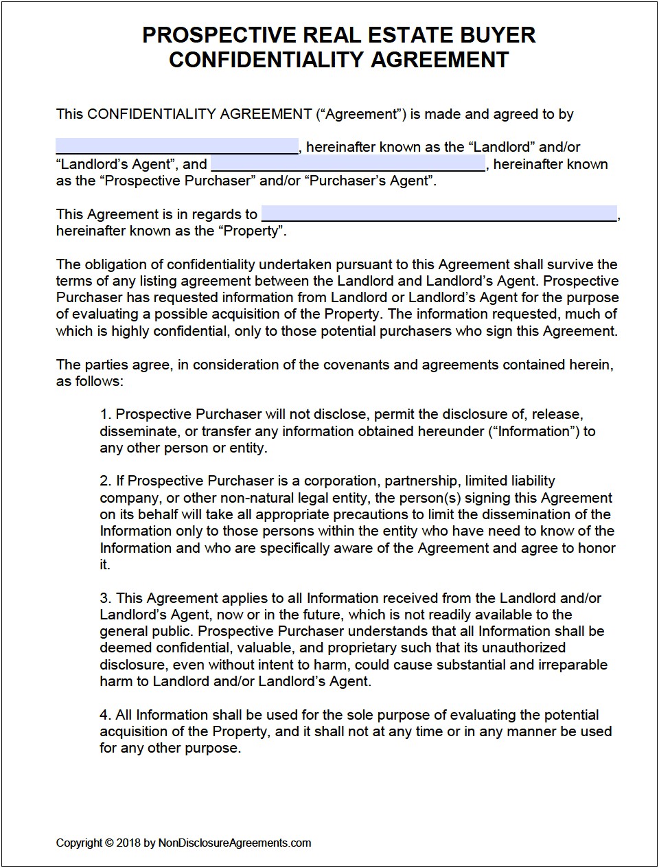 Basic Nda Template Free For Commercial Property