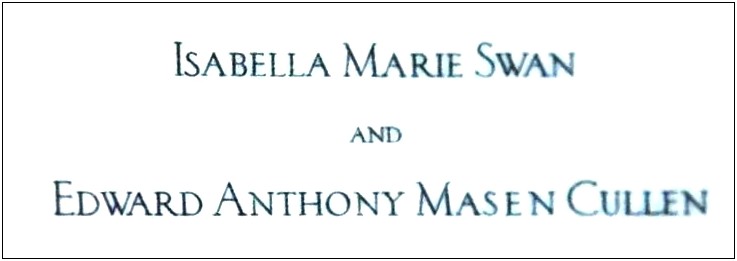 Bella And Edward Wedding Invitation Font