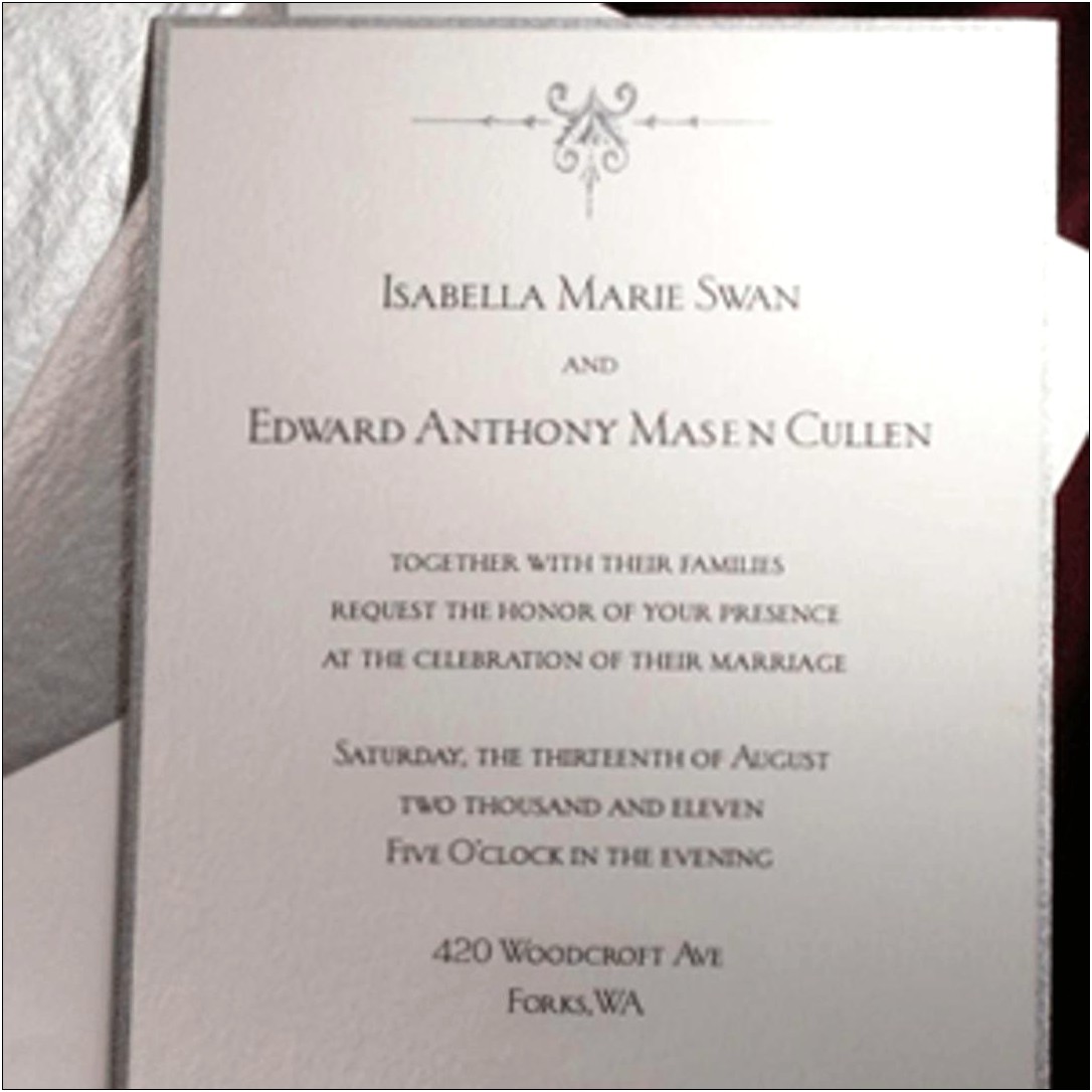 Bella Swan And Edward Cullen Wedding Invitation