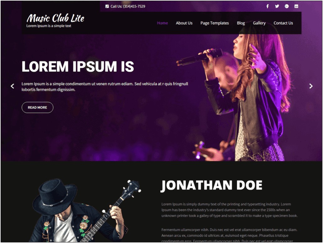 Best Fe Wordpress Free Template For Singer Songwriters