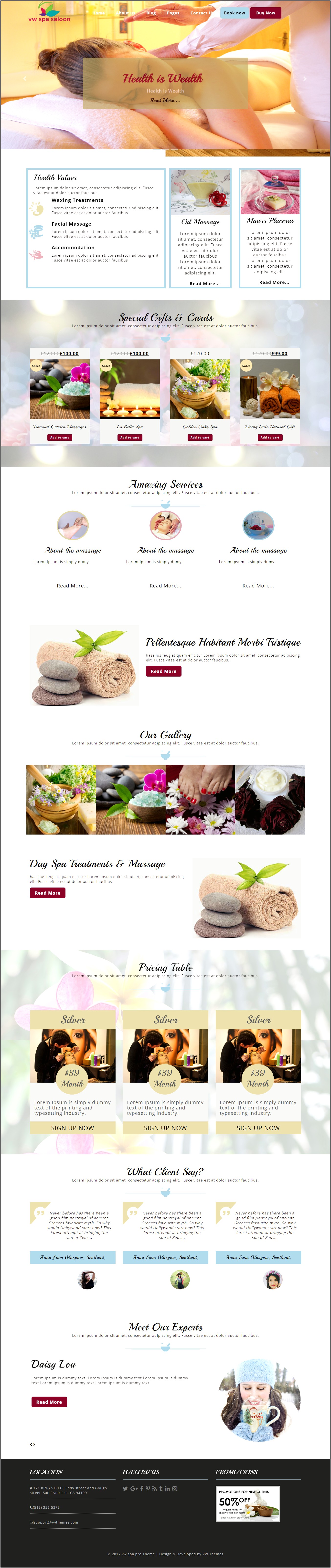 Best Free WordPress Template For Spa