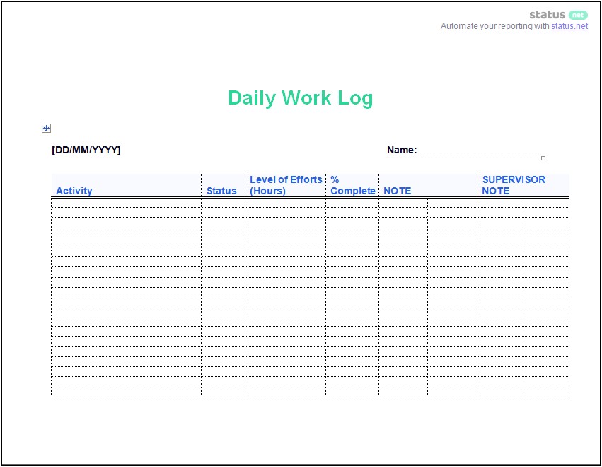 Best Monthly Work Task Recorder Template Free