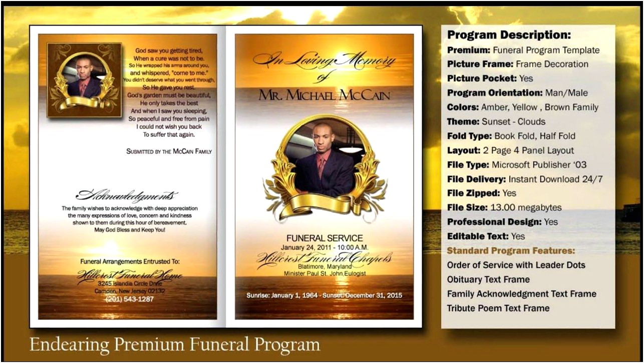 Bi Fold Funeral Program Template Free Templates : Resume Designs #