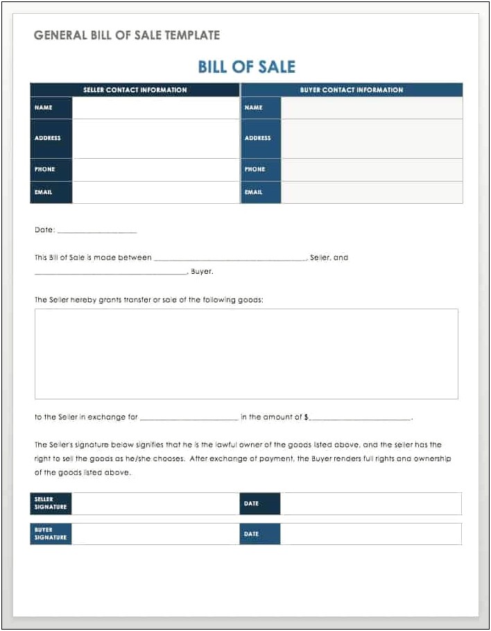 Bill Of Sale Template Australia Free