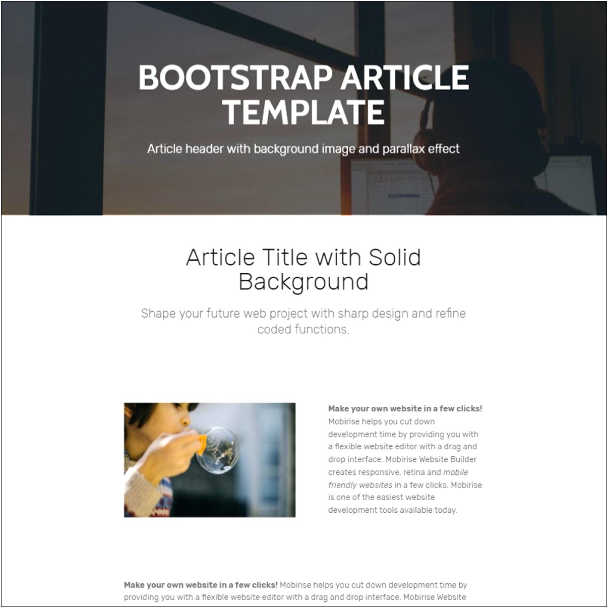 Birva Bootstrap Parallax One Page Template Free Download