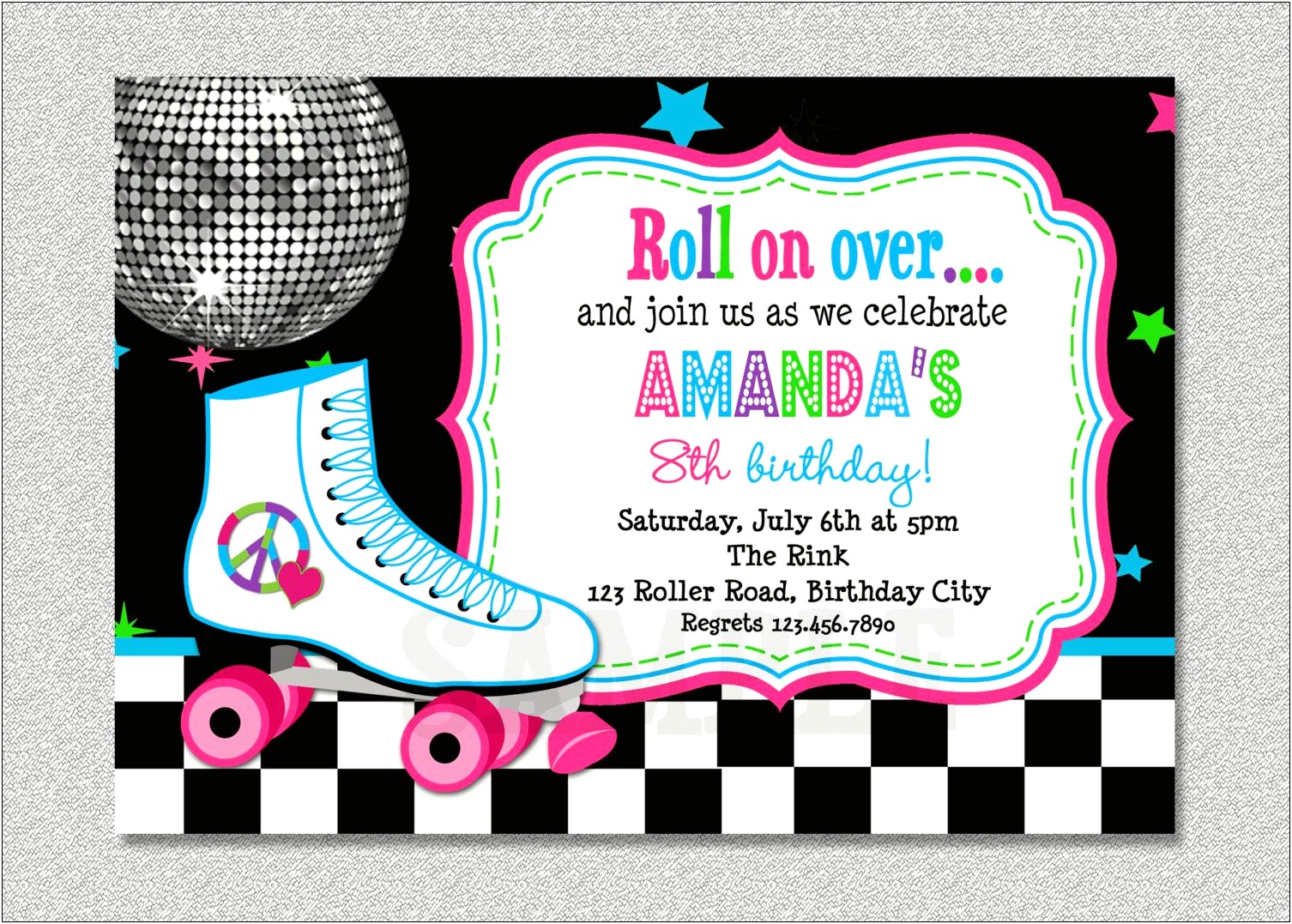 Blank Roller Skating Party Invitation Template Free