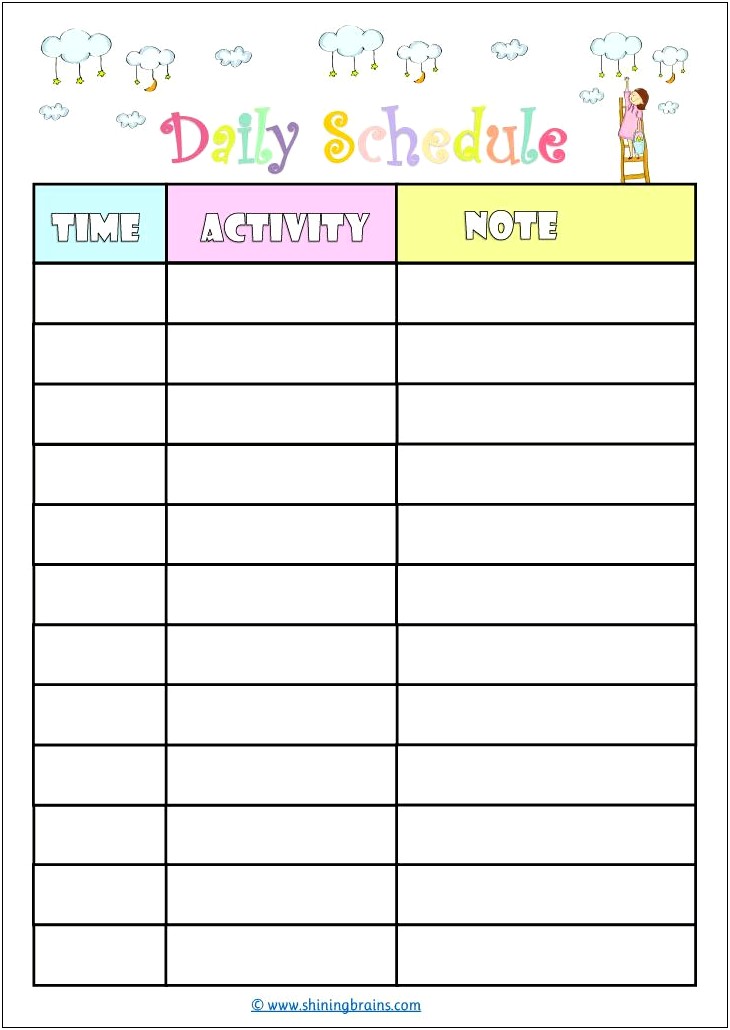 Blank Schedule By Time Template Free