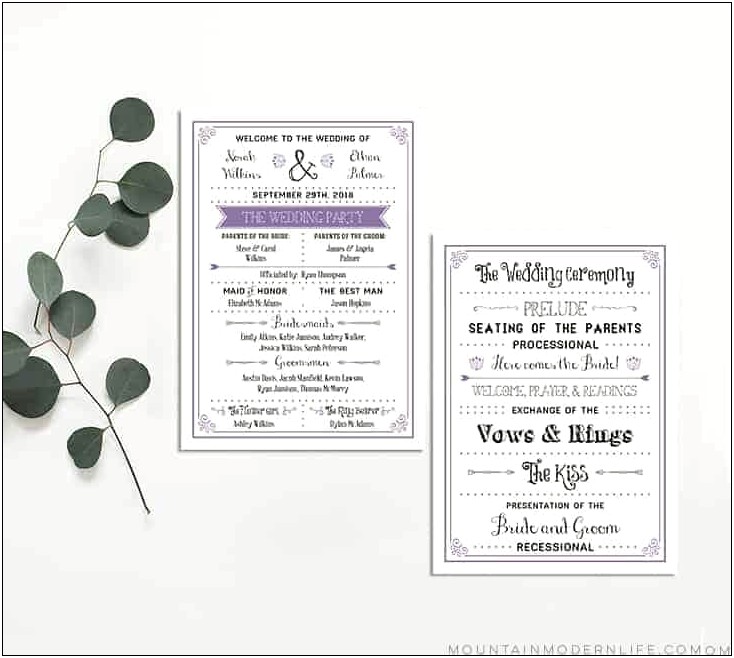 Boho Free Wedding Program Template Diy