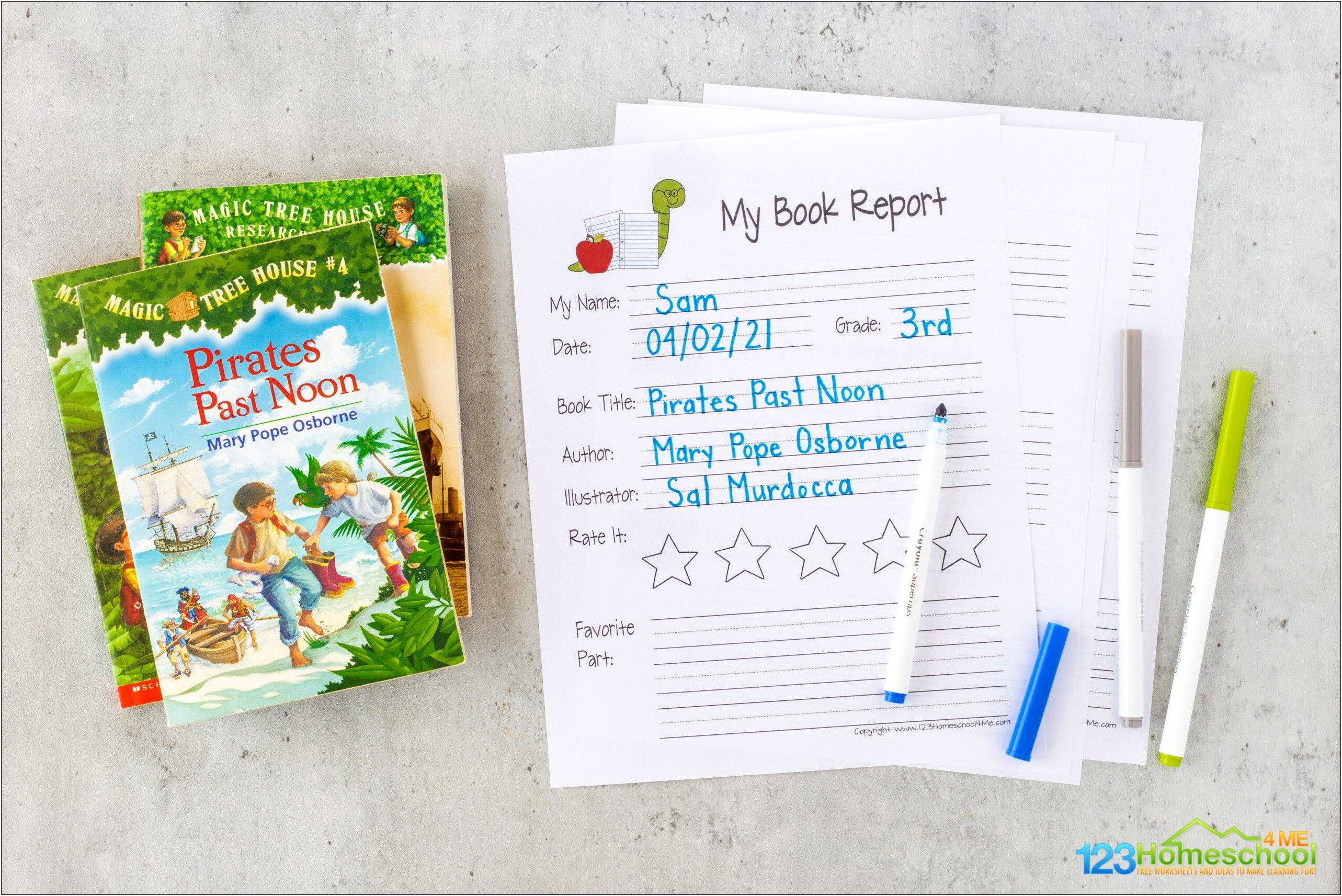 Book Report Template For Fictional Books Fre Printable