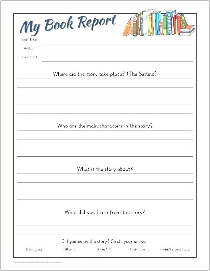 Book Report Template Free Printable 2nd Grade