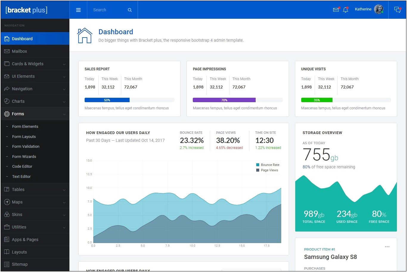 Bracket Responsive Bootstrap 4 Admin Template Free Download