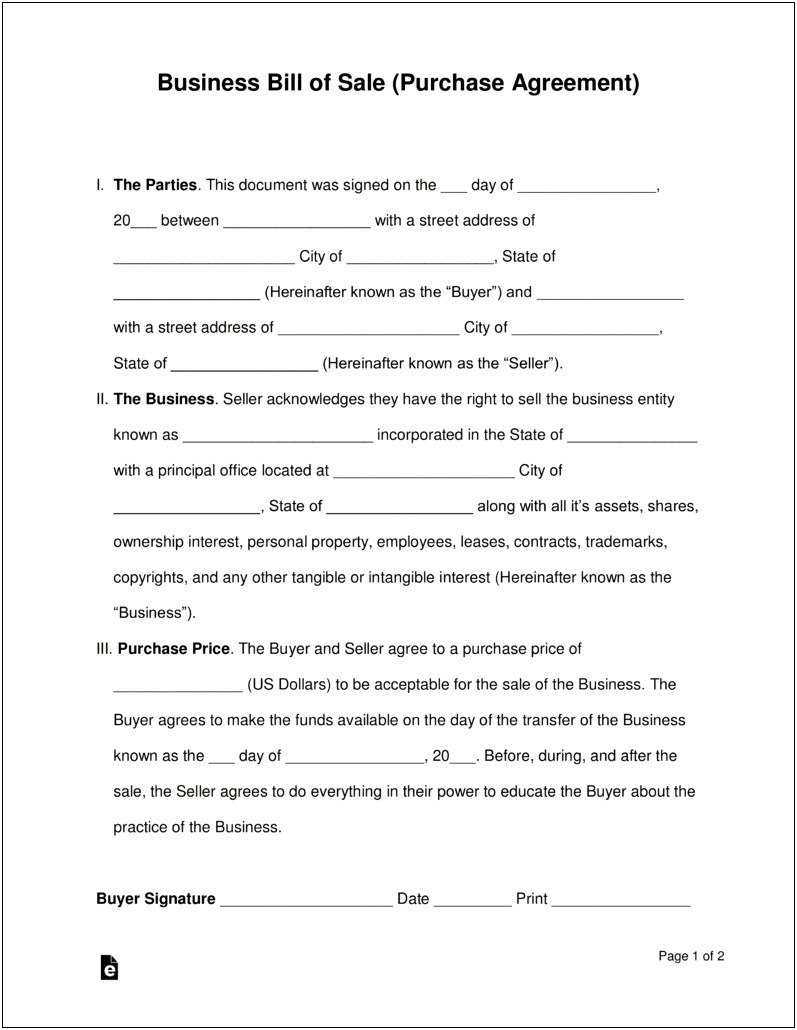 Business Sale Agreement Template Free Download Uk