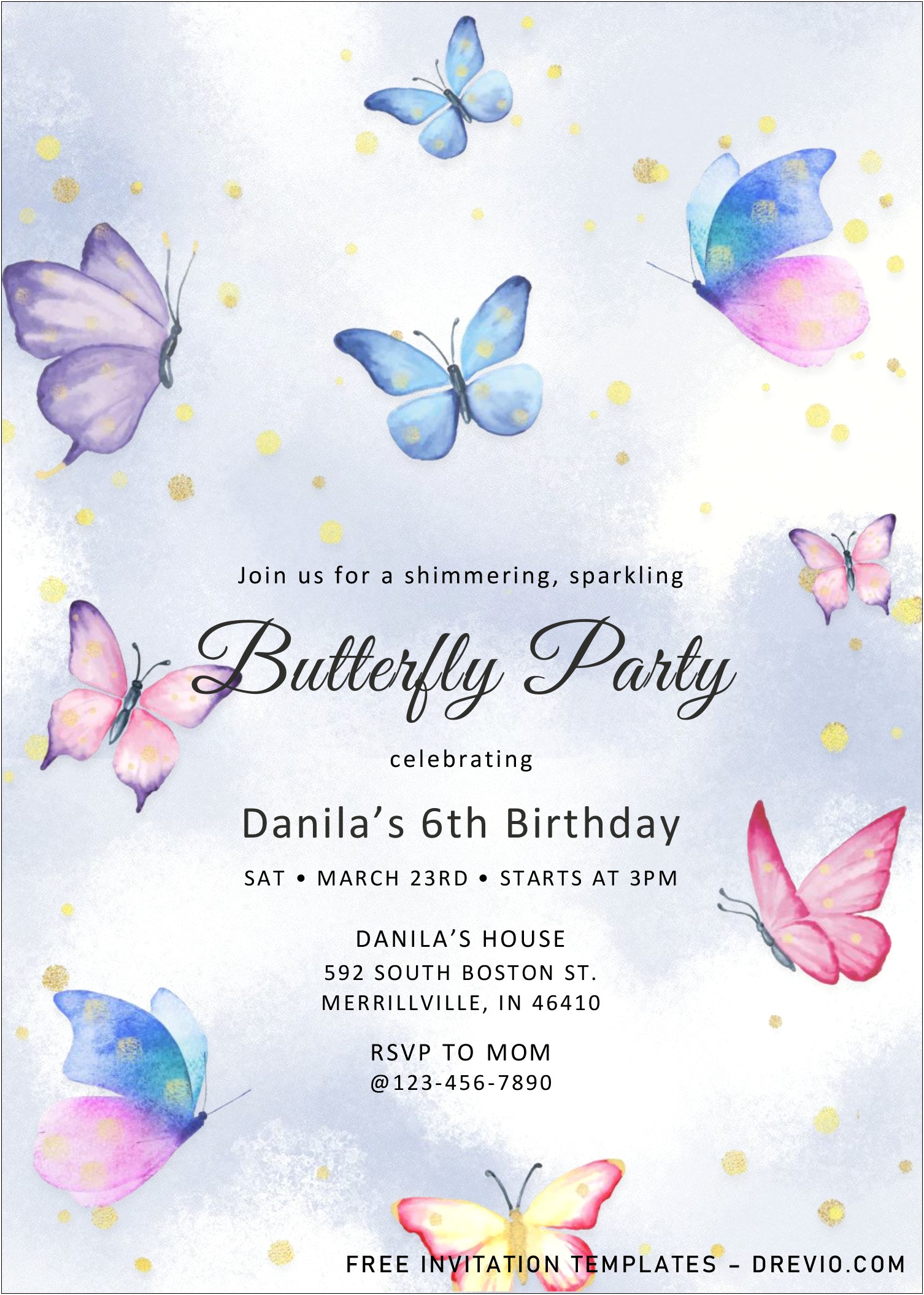 Butterfly Birthday Invitation Templates Free Download