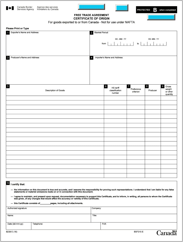 Canada Australia Free Trade Agreement Template