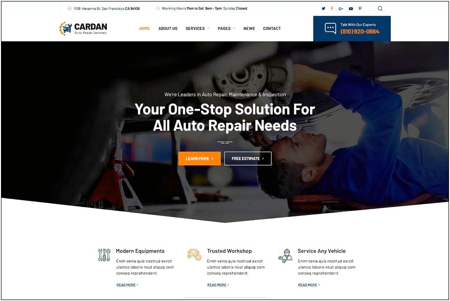 Car Repair Html Template Free Download