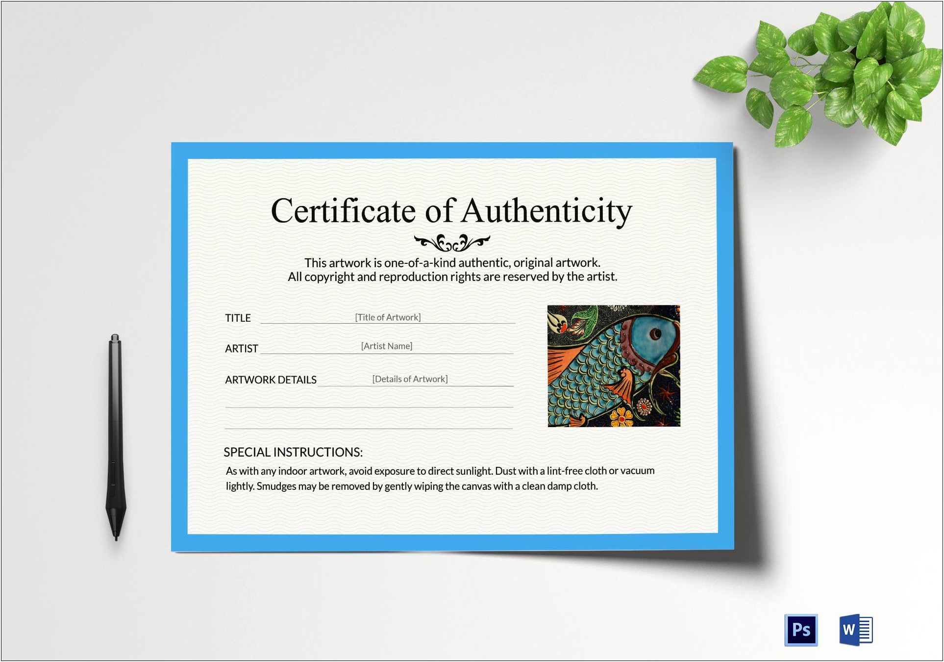 Certificate Of Authenticity Art Template Free Templates Resume 