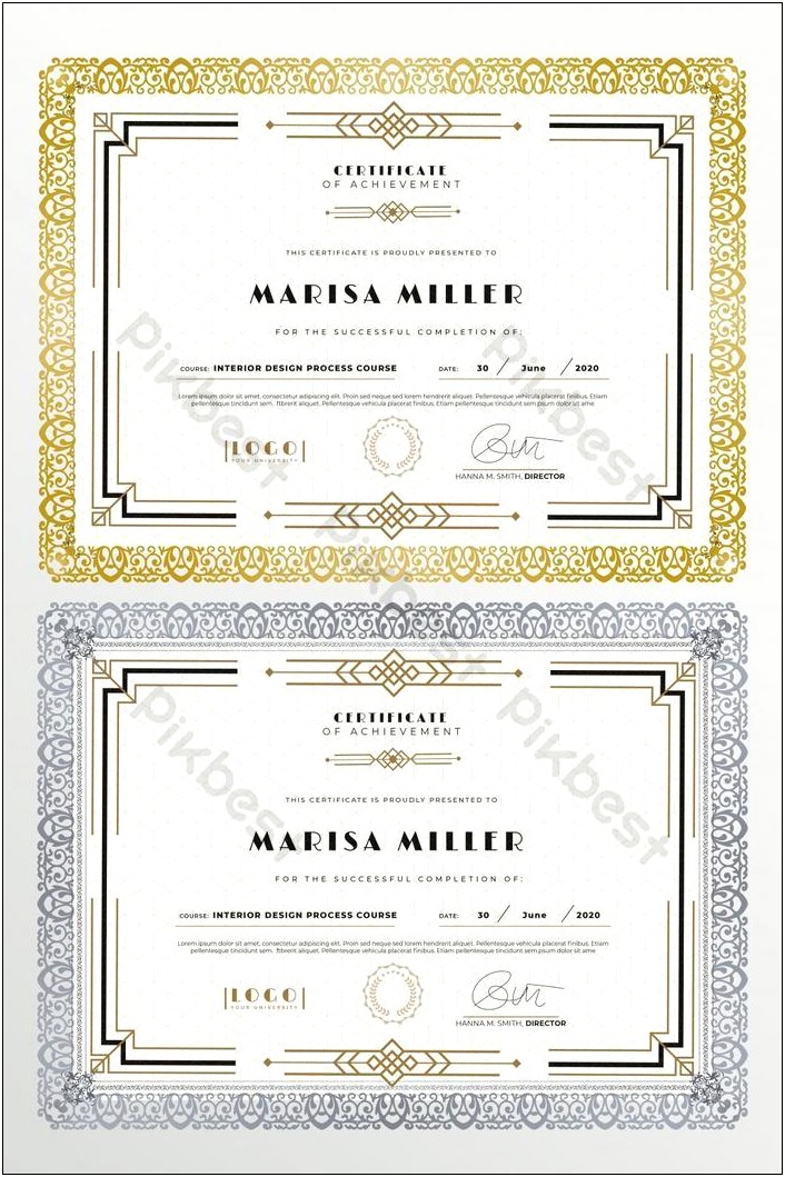 Certificate Of Merit Template Free Design