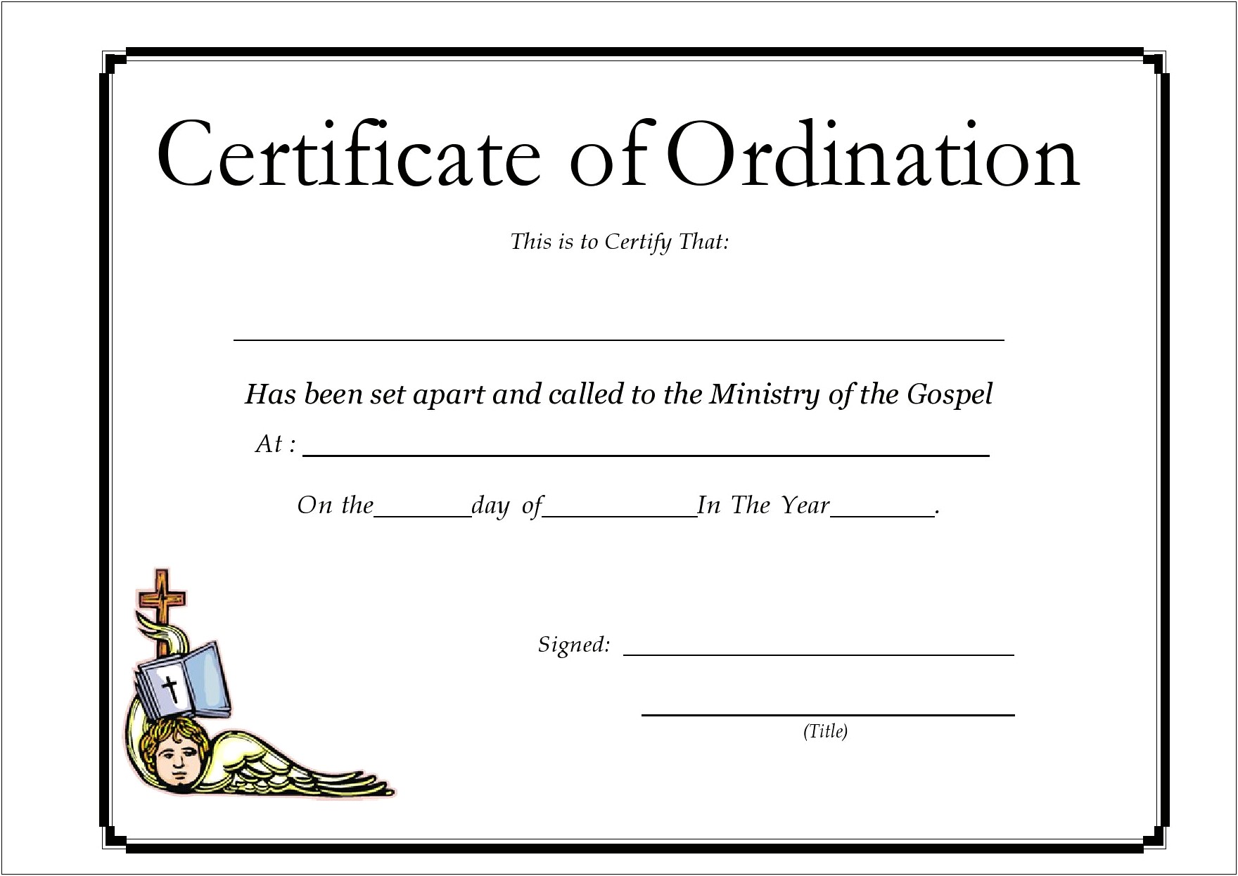 Certificate Of Ordination For Elders Template Free