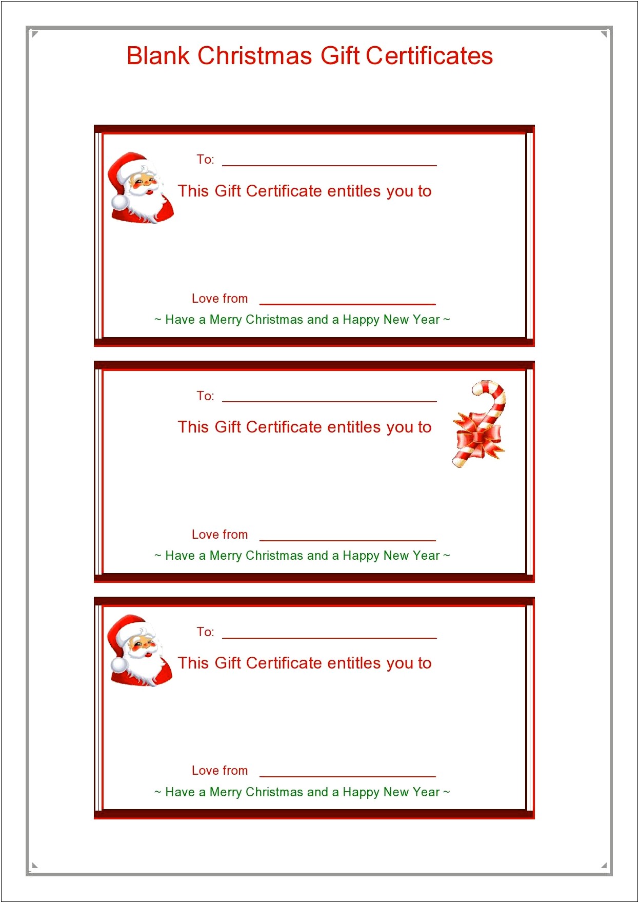 Christmas Gift Certificate Free Printable Templates Templates