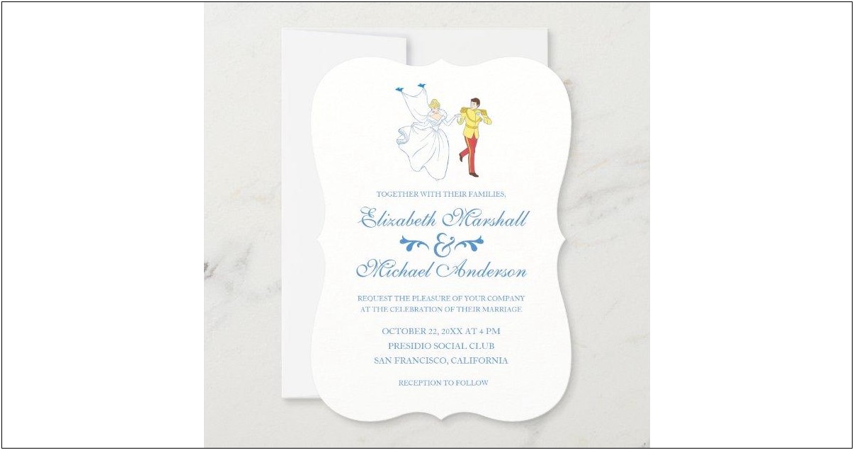 Cinderella And Prince Charming Wedding Invitation