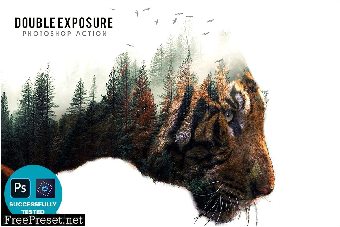 Color Double Exposure Photoshop Photo Template Free Download