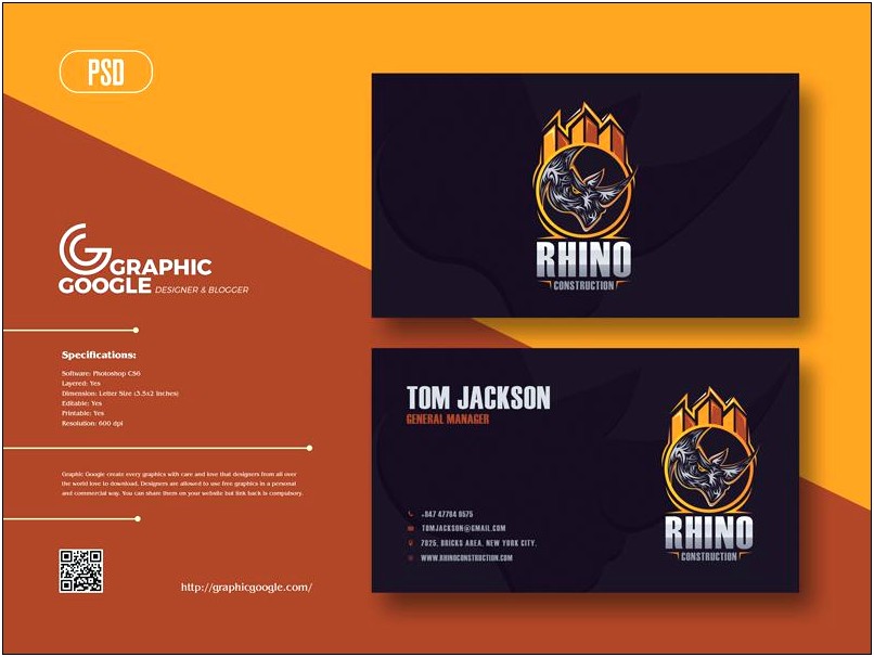 Construction Business Card Template Psd Free