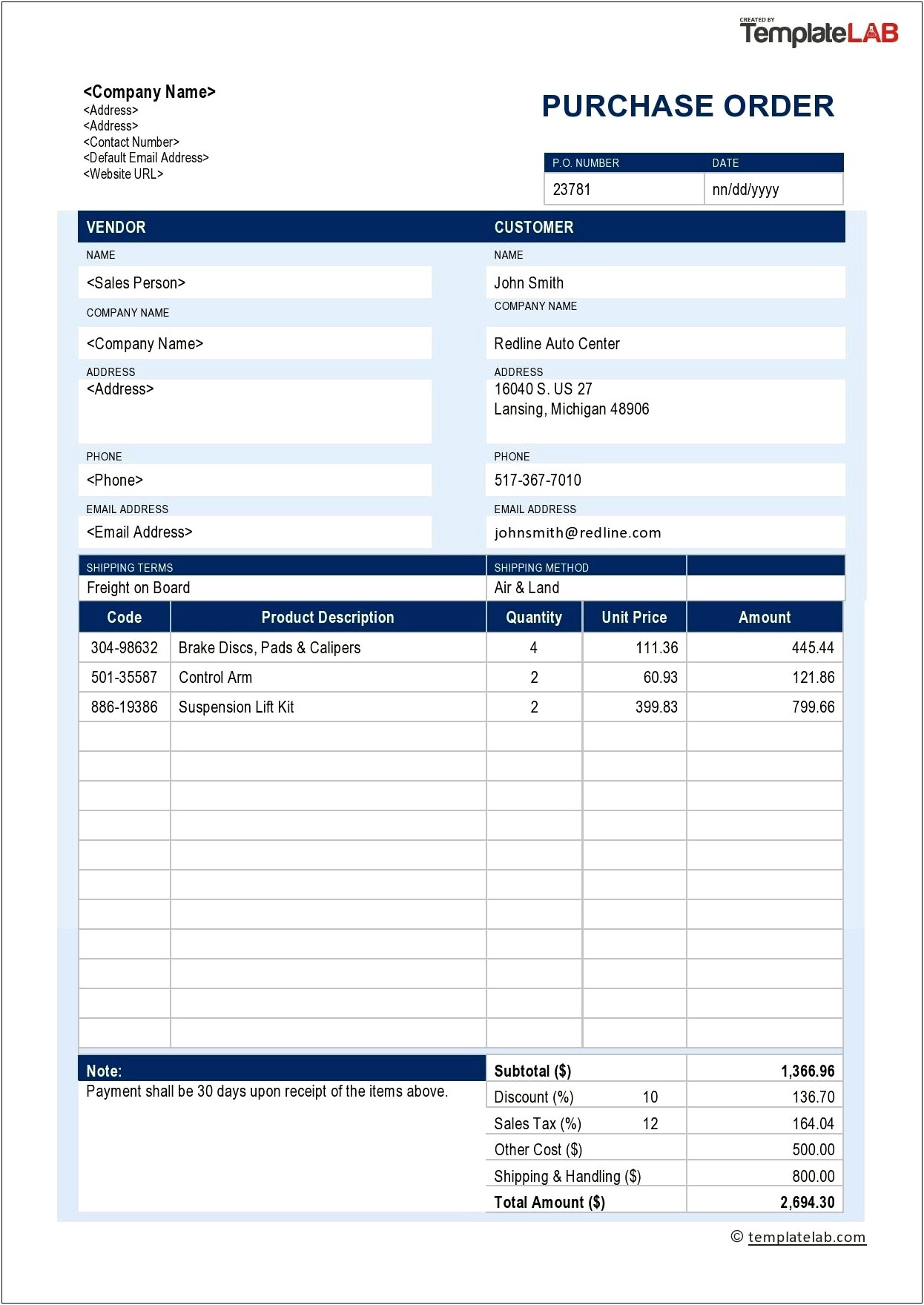 Construction Printable Work Order Template Free Download