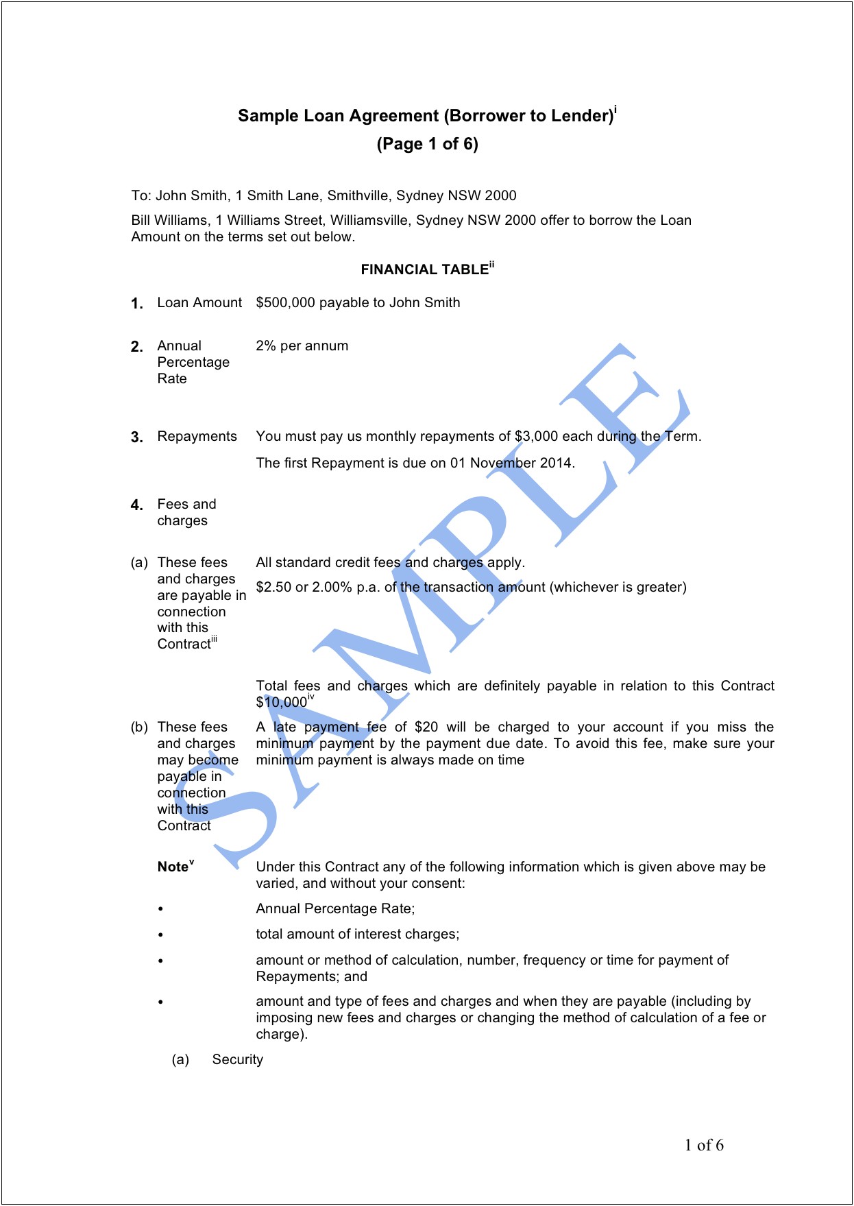 Contract Borrow Money Free Interest Agreement Template