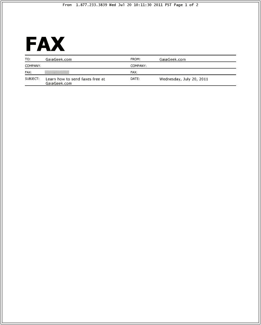 Cover Letter Template Free For Fax