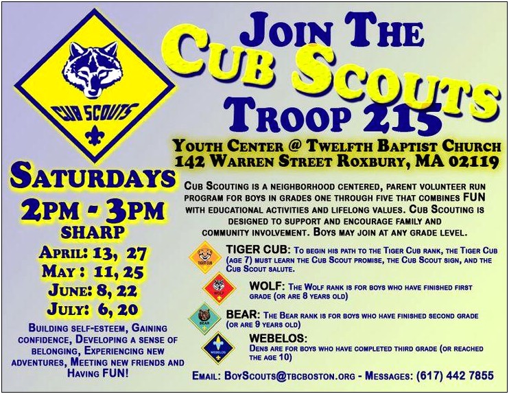 Cub Scout Flyer Template Free Samples