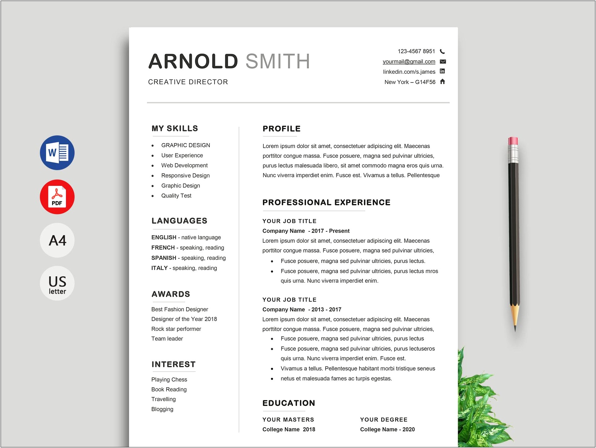 Cv Template Design Free Download Word