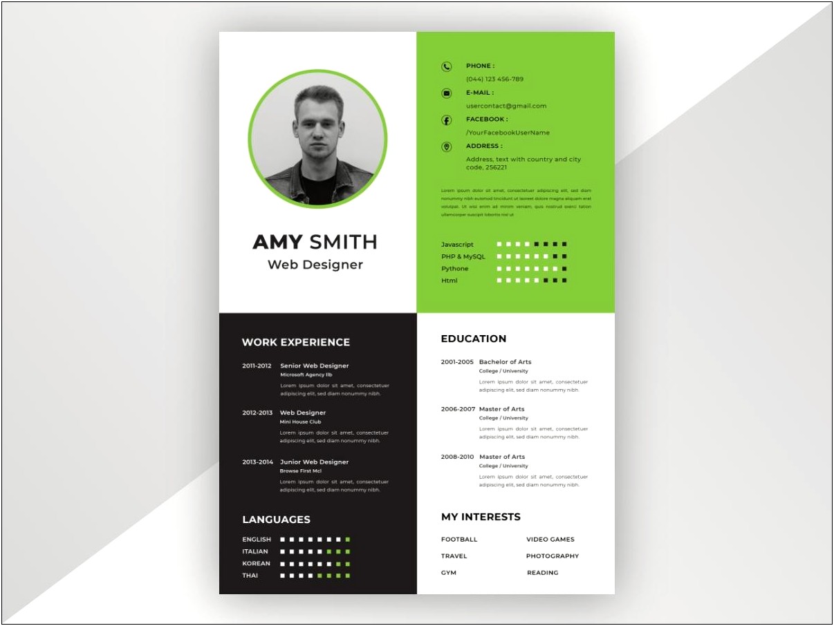 Cv Template Free Download With Picture