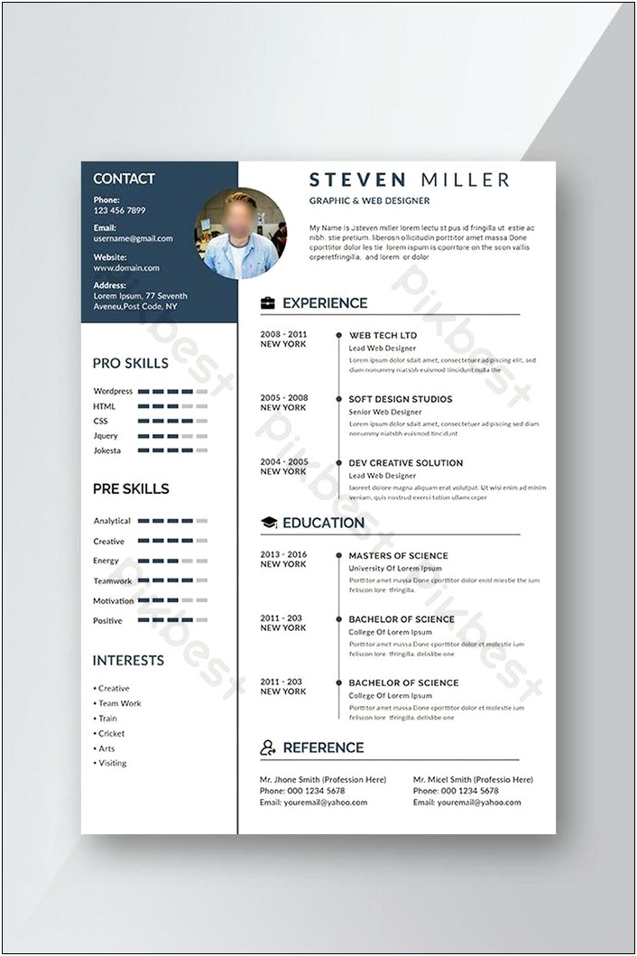 Cv Template With Photo Word Free Download
