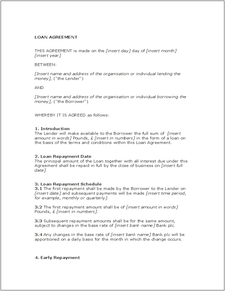 Directors Loan Agreement Template Uk Free