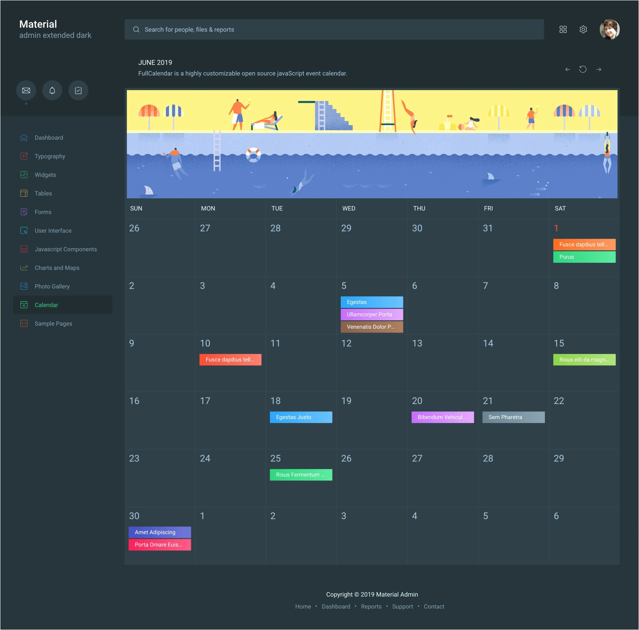 Download Material Admin Extended Dark Dashboard Template Free