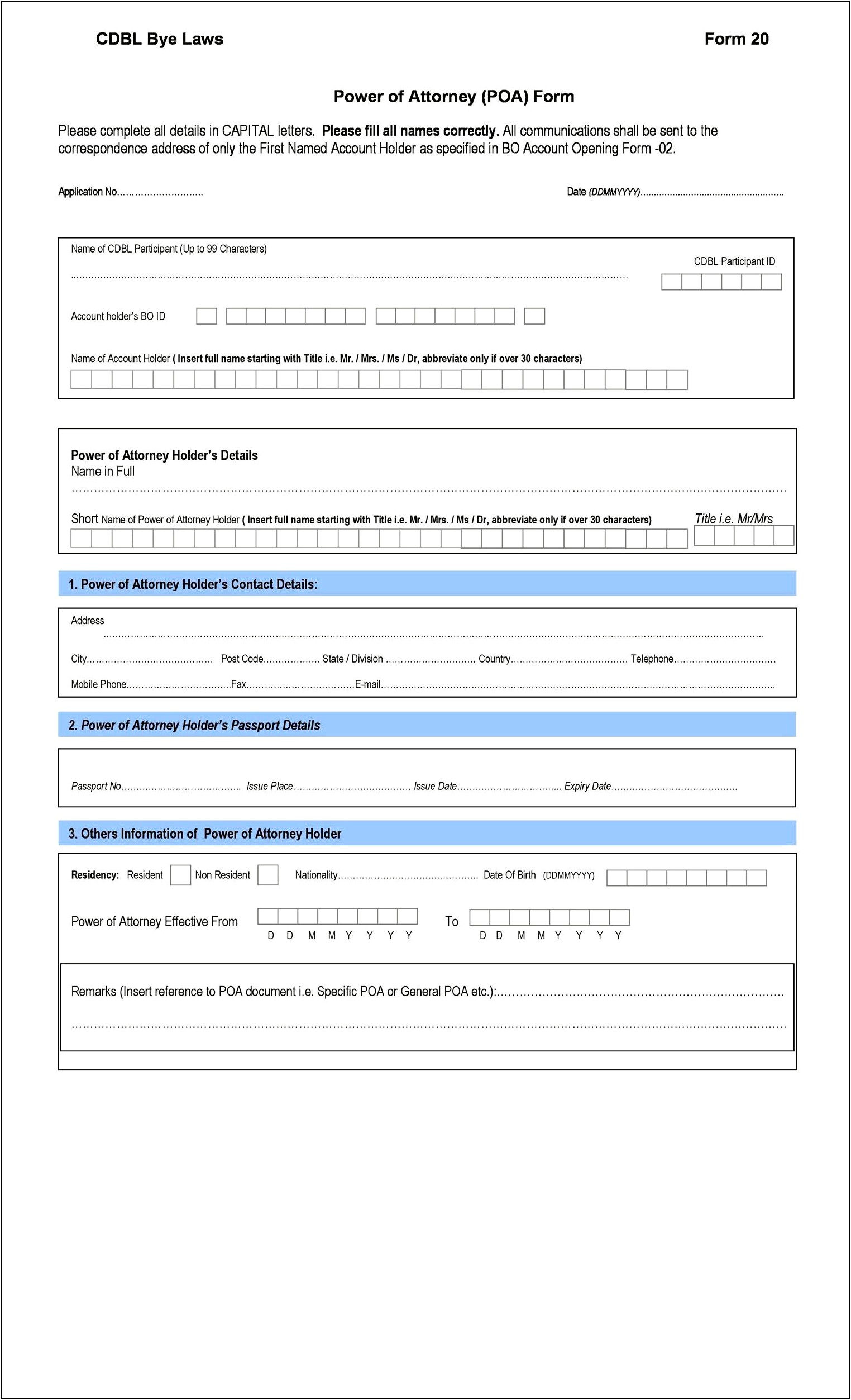 Durable Power Of Attonrey Free Form Template