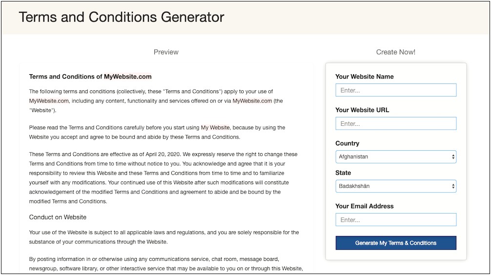 E Commerce Terms And Conditions Free Template